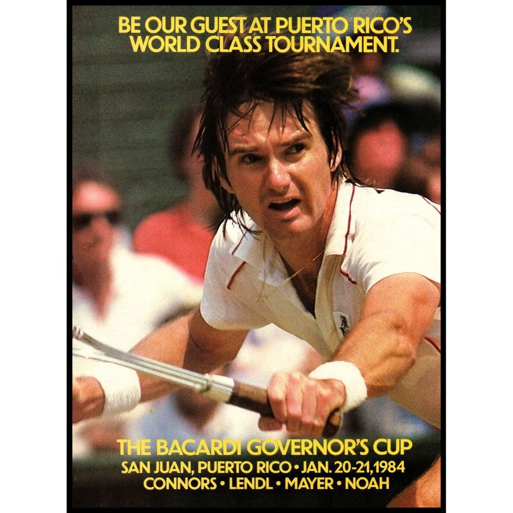 1984 Bacardi Governor's Cup Tennis San Juan Puerto Rico Vintage Print Ad Photo
